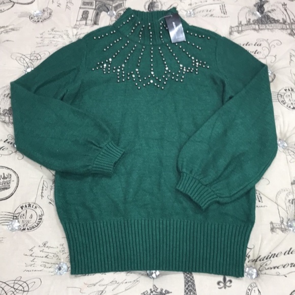 Alfani Embellished Mock-Neck Sweater - Picture 2 of 5